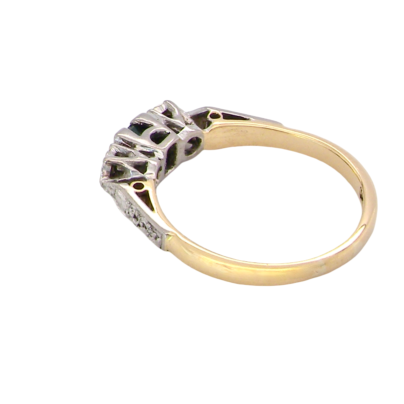 rear A vintage mid century ring. Centre stone a square emerald 3x3mm (0.15 carats est), rim setting.