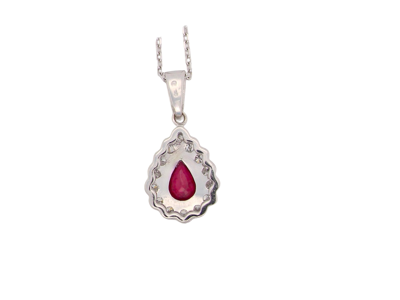 An 18 Carat White Gold Ruby and Diamond Pendant