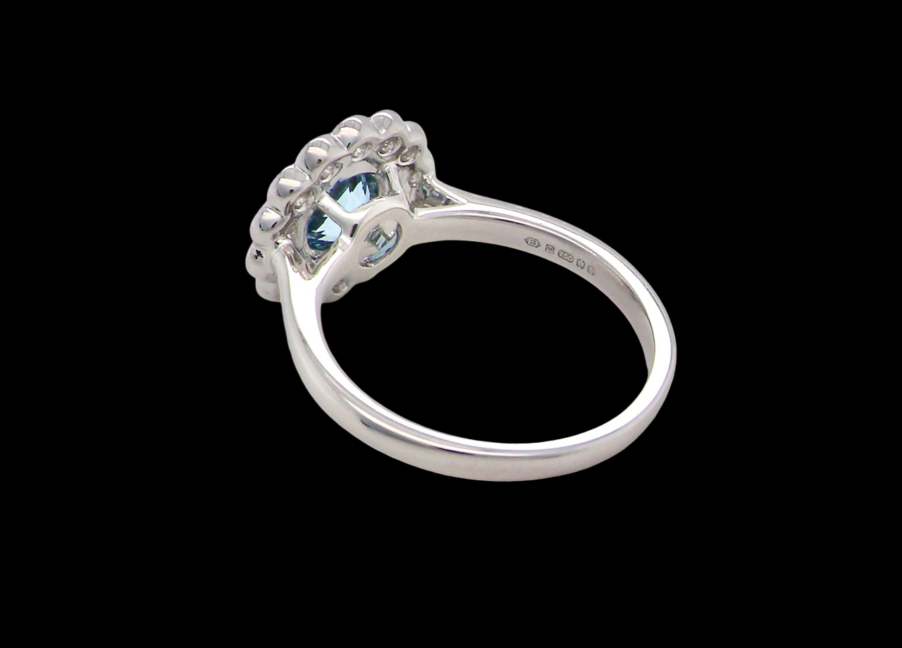 An White gold Aquamarine Engagement Ring back view