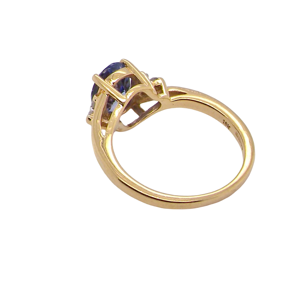 A Yellow Gold Tanzanite and Diamond Ring
