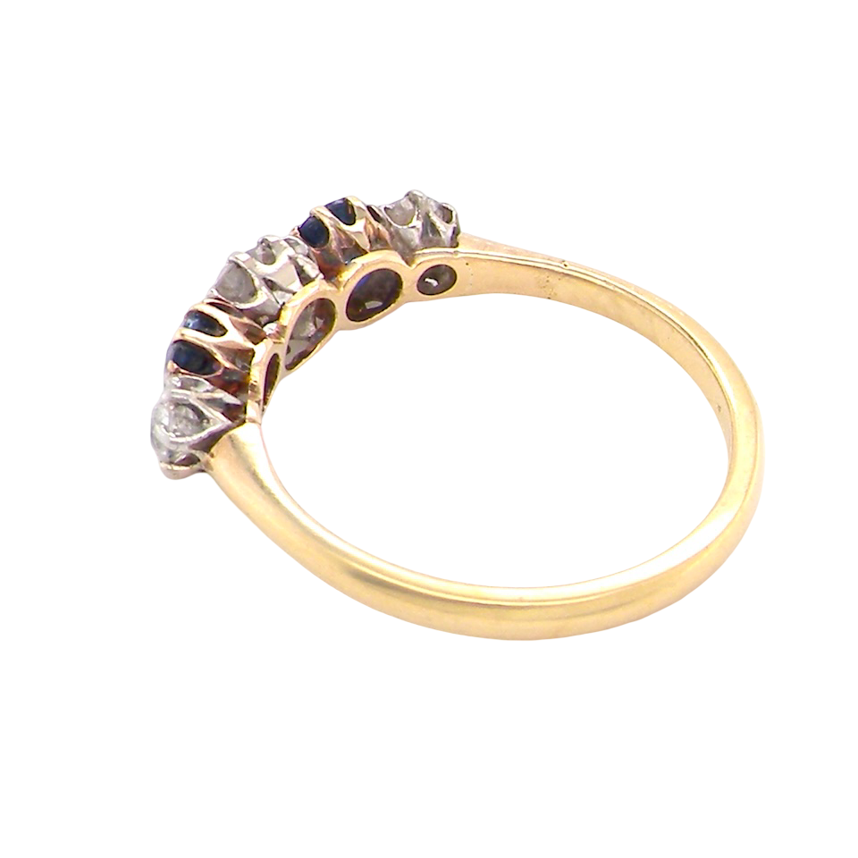 An Antique Five-Stone Diamond and Sapphire Ring