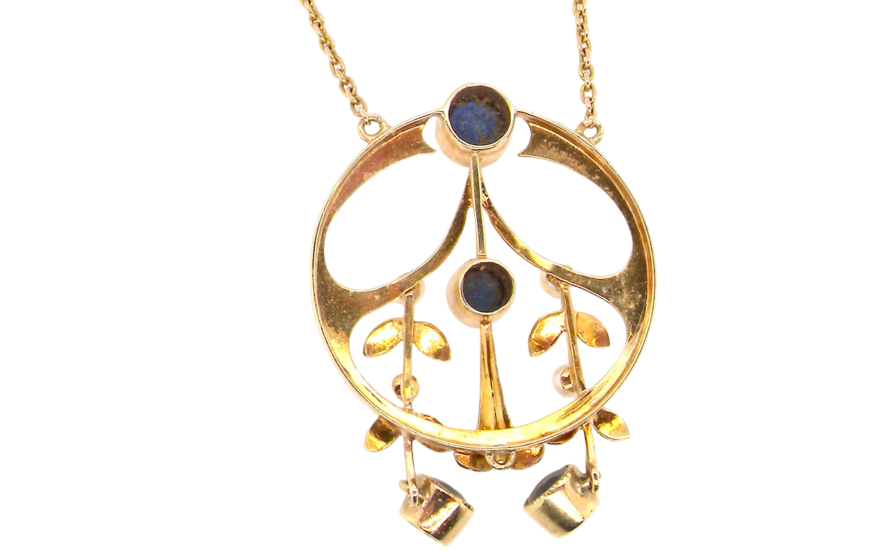 An Edwardian Sapphire and Seed Pearl Pendant