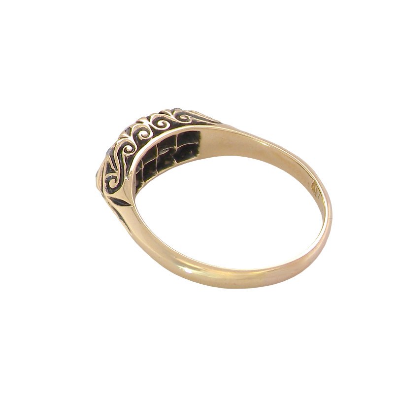 rear An eight stone boat shaped diamond ring, with two extra 'accent' diamonds to each end