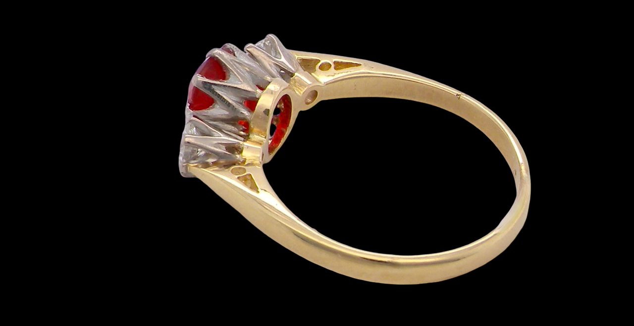rear If orange is your favourite colour, this stunning ring is just for you! A vibrant fireglow orange opal sets this ring apart form the everyday norm!