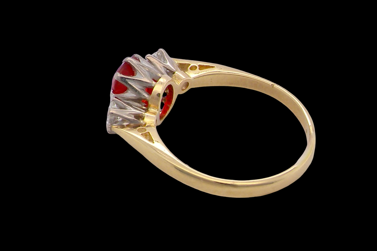 rear If orange is your favourite colour, this stunning ring is just for you! A vibrant fireglow orange opal sets this ring apart form the everyday norm!