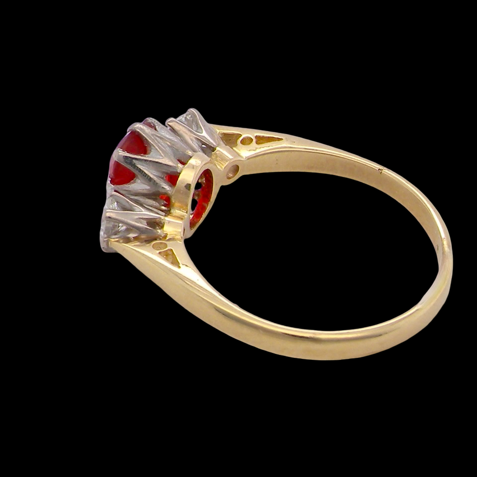 rear If orange is your favourite colour, this stunning ring is just for you! A vibrant fireglow orange opal sets this ring apart form the everyday norm!