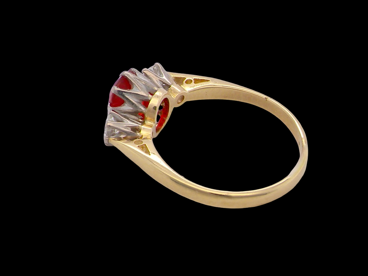 rear If orange is your favourite colour, this stunning ring is just for you! A vibrant fireglow orange opal sets this ring apart form the everyday norm!