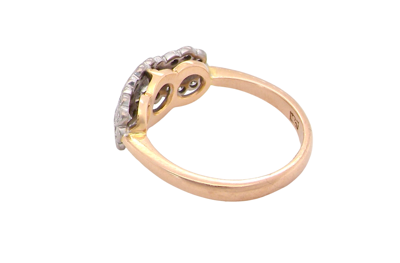 rear charming vintage triple cluster diamond ring,