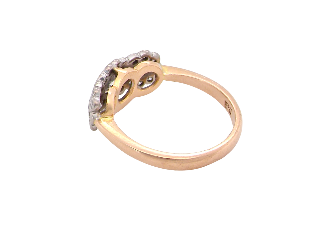 rear charming vintage triple cluster diamond ring,