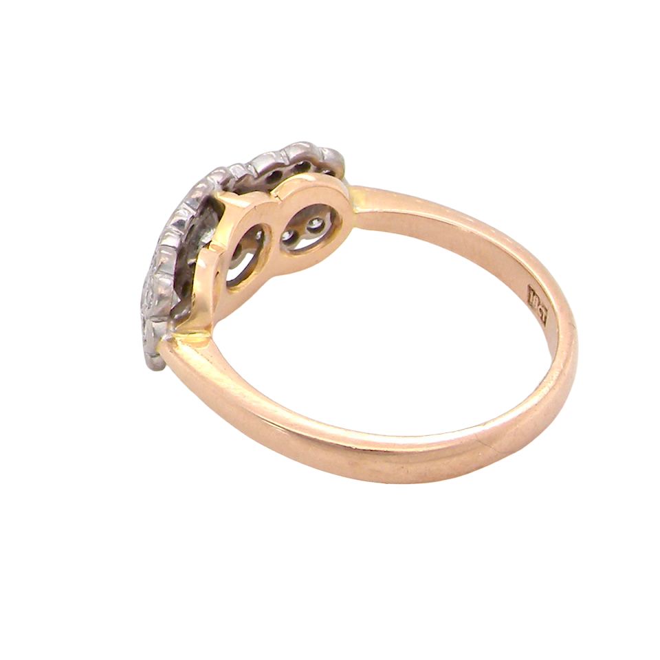 rear charming vintage triple cluster diamond ring,