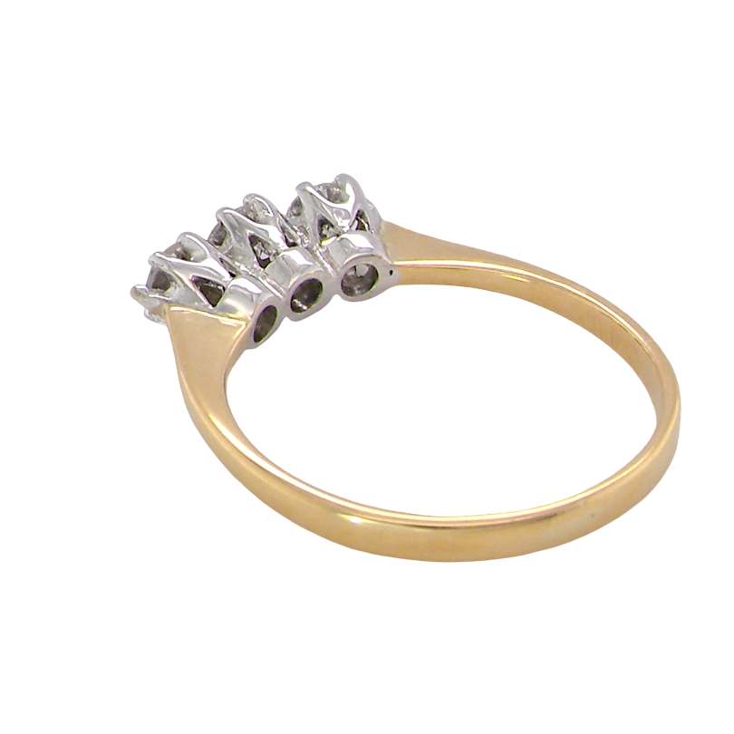 rear ring is set with three brilliant cut white diamonds, each 3mm diameter. (total estimated at 0.30 carats) Colour h-j, clarity Si. Claw set head, white gold,