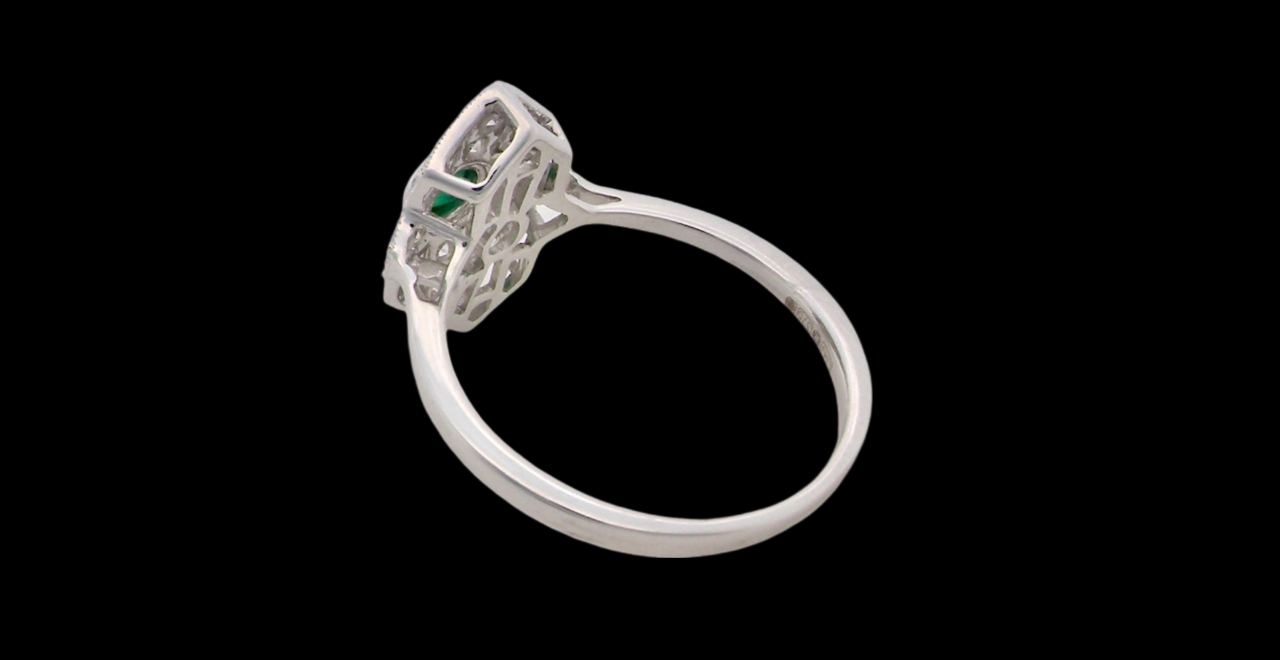 A NEW Emerald and Diamond cluster ring back view