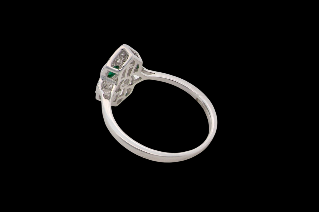 A NEW Emerald and Diamond cluster ring back view