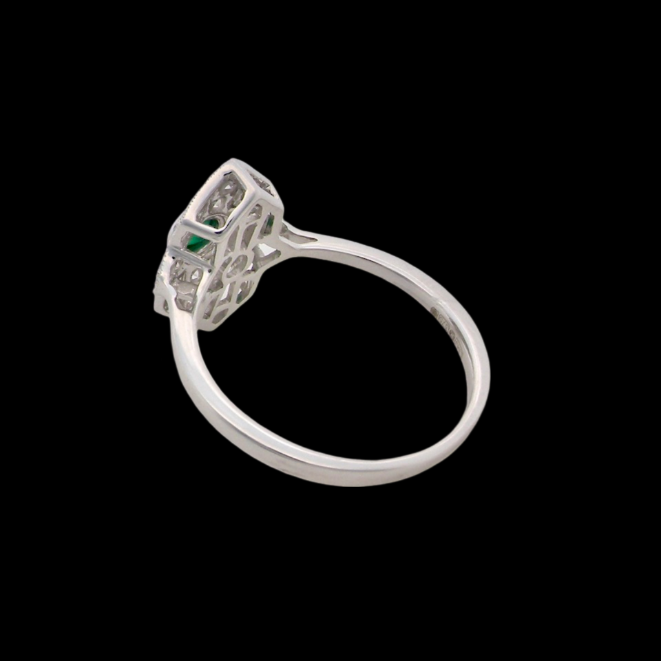 A NEW Emerald and Diamond cluster ring back view