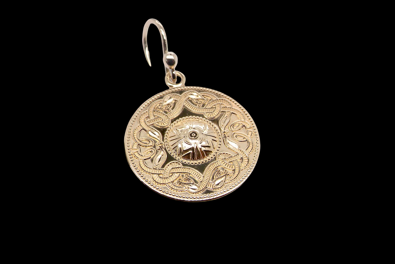 pair of round shaped earrings