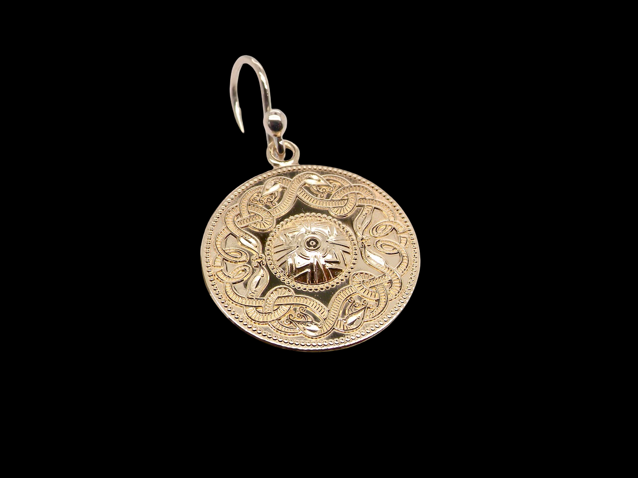 pair of round shaped earrings