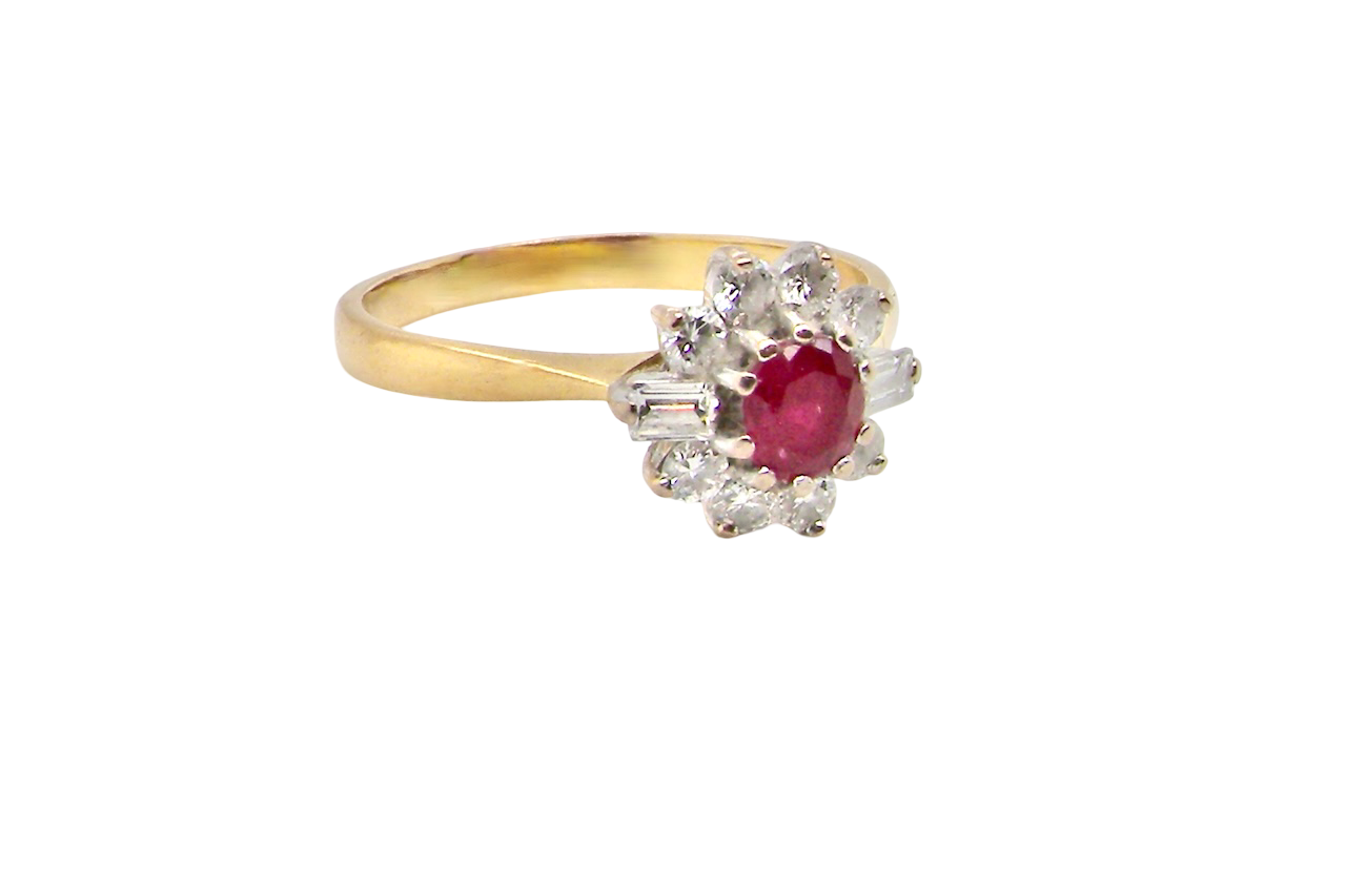 side A 1980s classic- Ruby and Diamond Ring