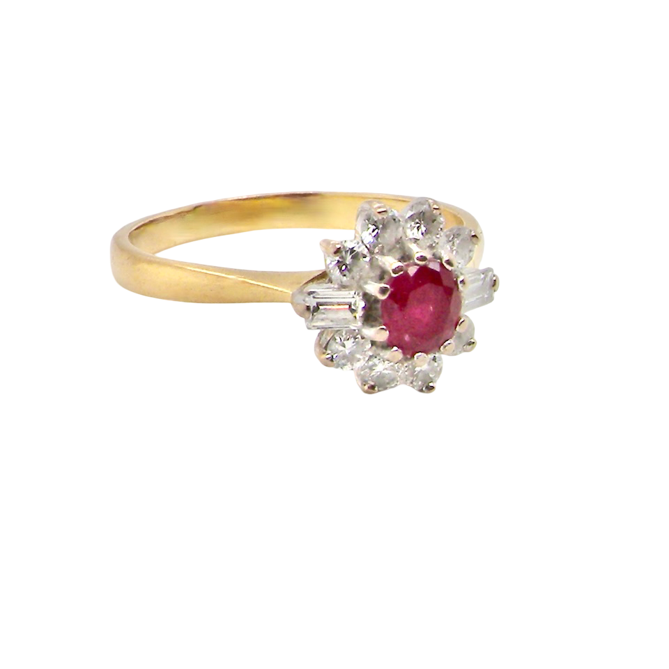side A 1980s classic- Ruby and Diamond Ring