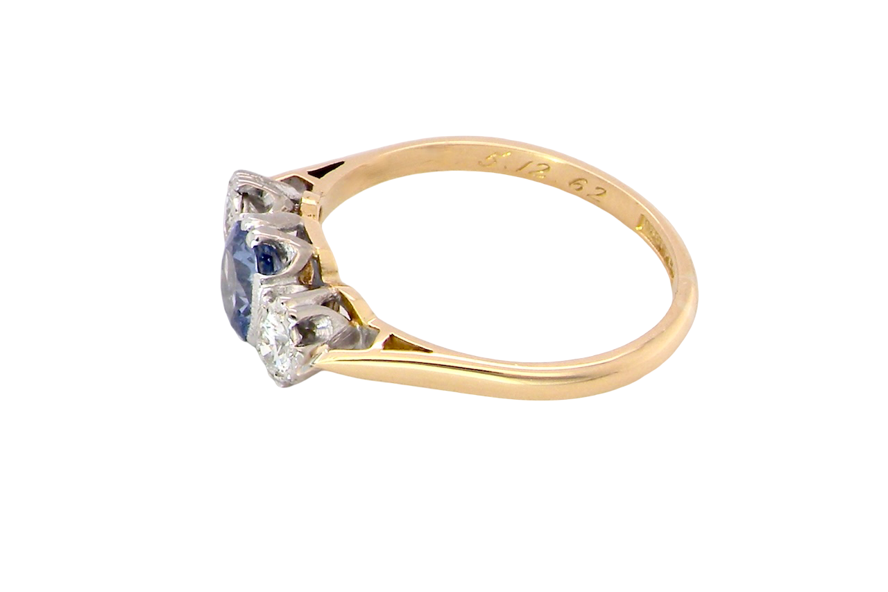 side A 3 stone sapphire and diamond ring-A