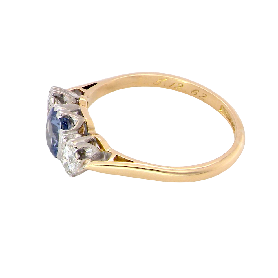 side A 3 stone sapphire and diamond ring-A