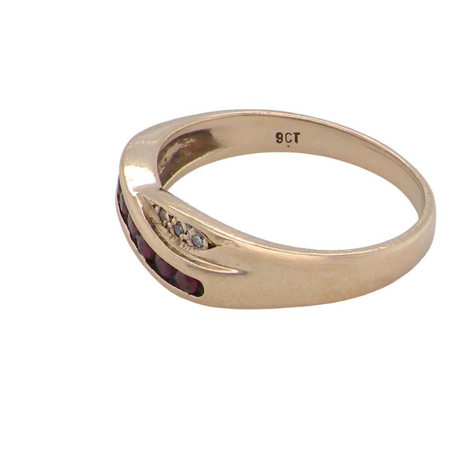 A 9 carat Gold Ring with Rubies and Diamonds