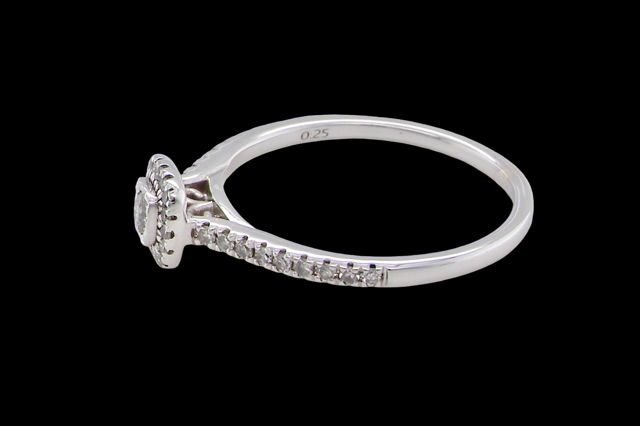 A 9 carat white gold Diamond halo ring