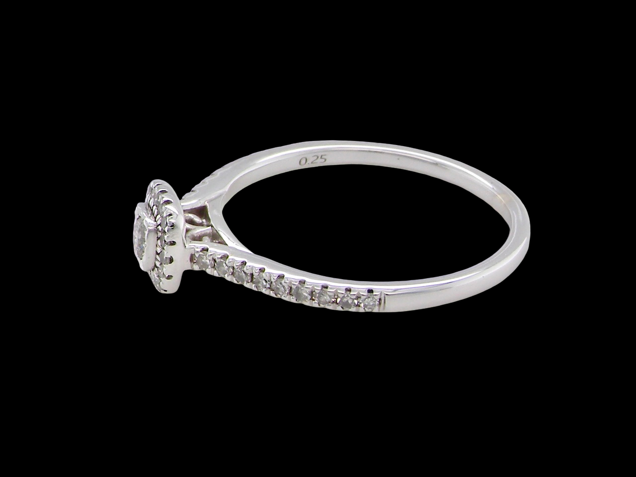 A 9 carat white gold Diamond halo ring
