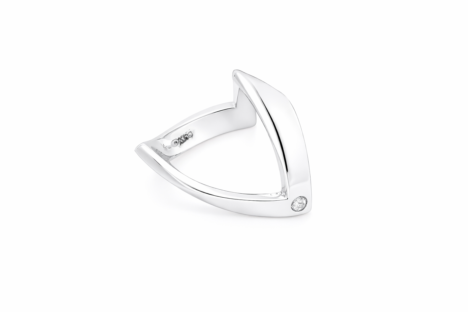 side A 9 carat white gold double wishbone ring. with a diamond