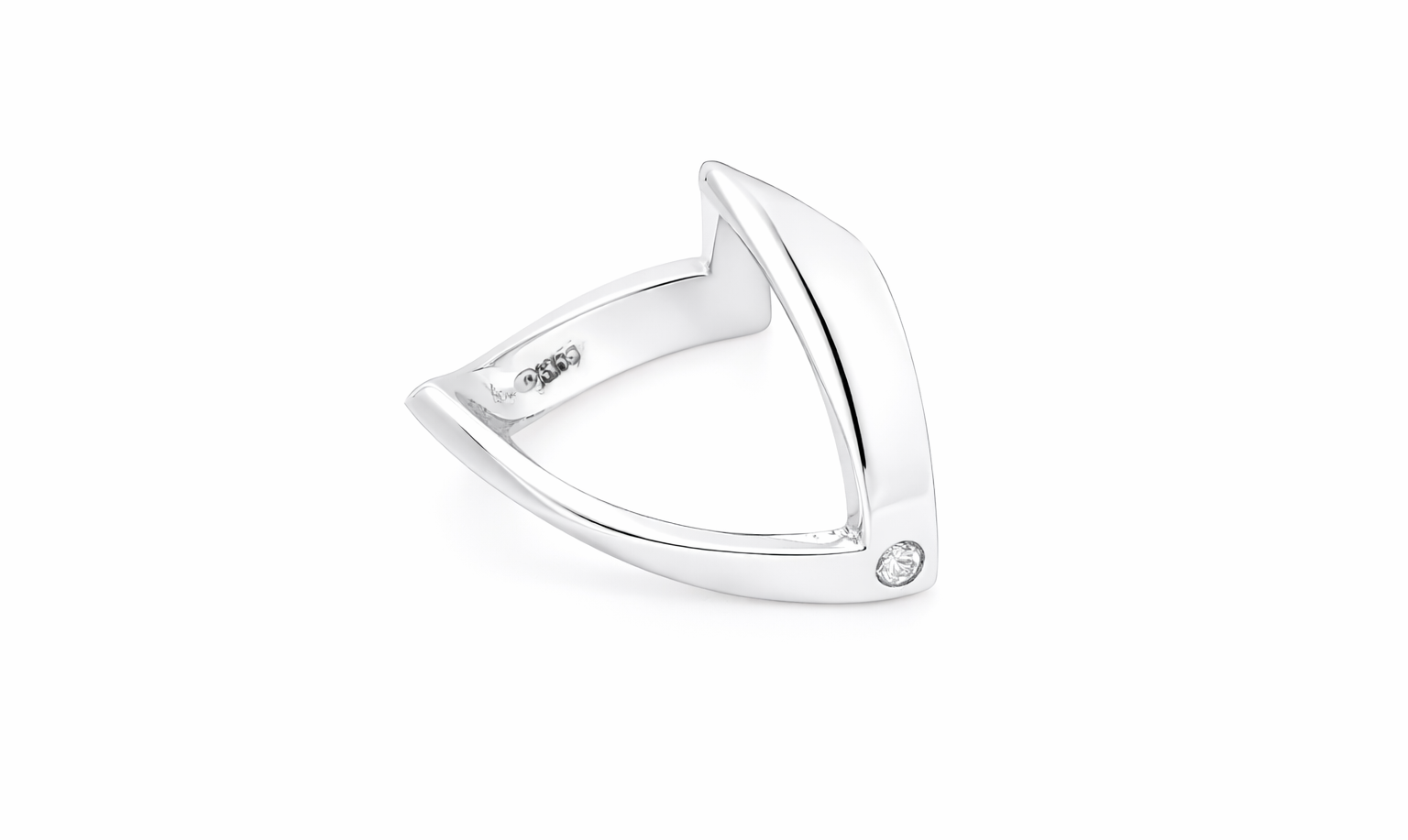 side A 9 carat white gold double wishbone ring. with a diamond