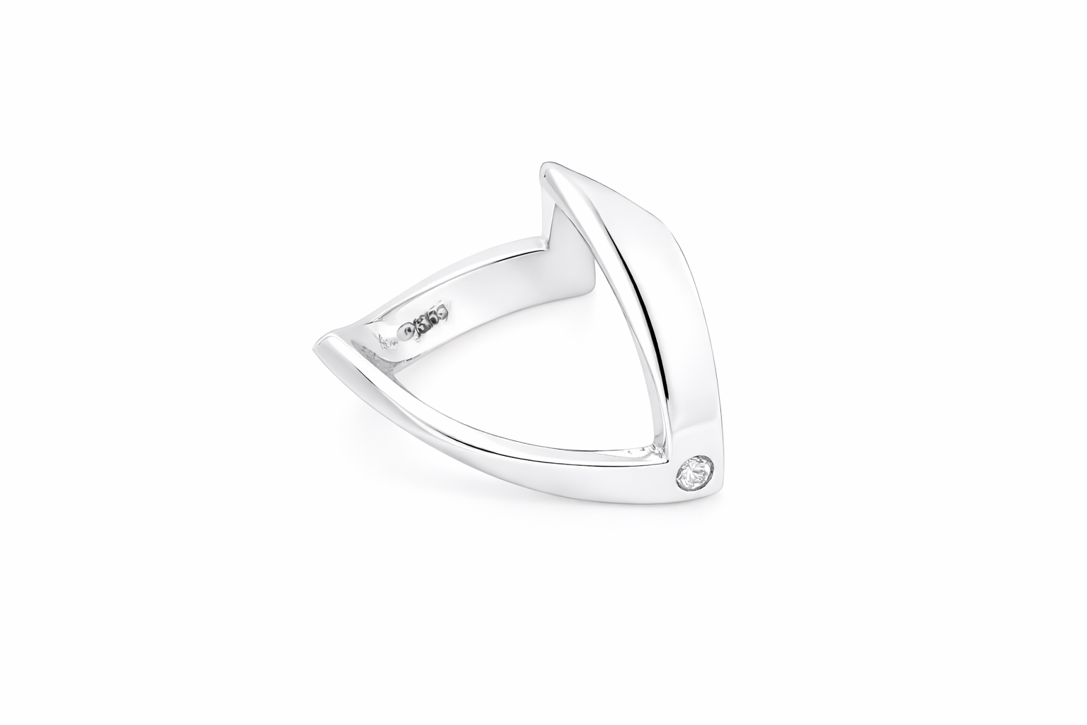 side A 9 carat white gold double wishbone ring. with a diamond