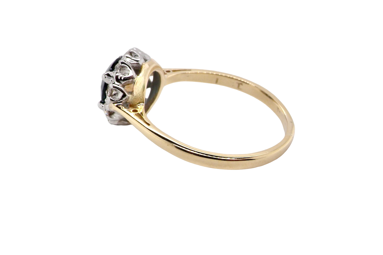 A Vintage 1960s Sapphire & Diamond Cluster Ring