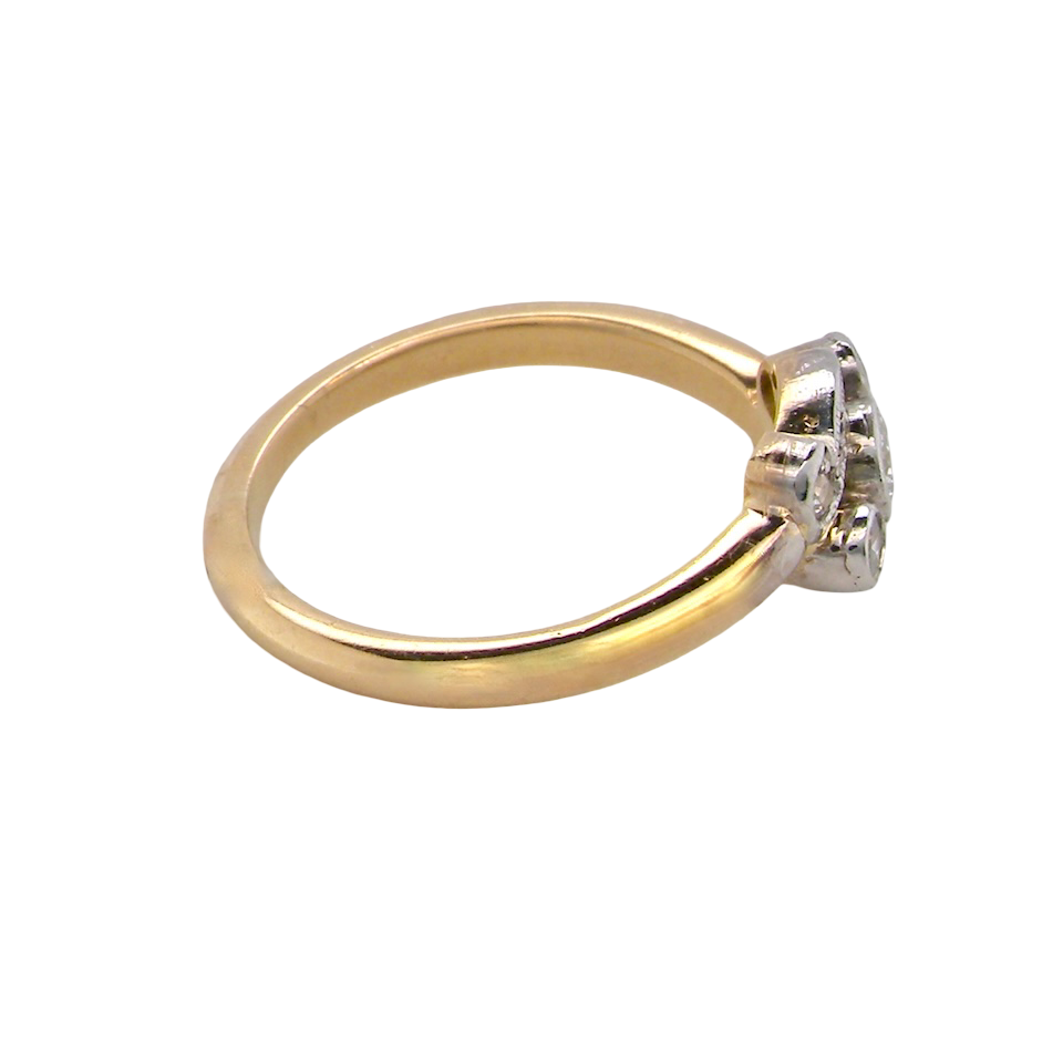 A Vintage Platinum & 18 carat Gold Diamond Crossover Ring (c.1930–1940)