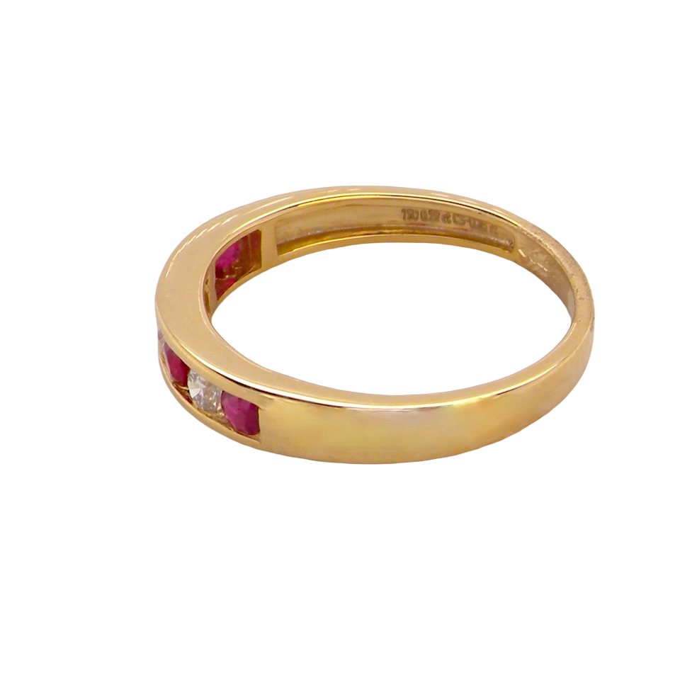 A channel set Ruby and Diamond ring