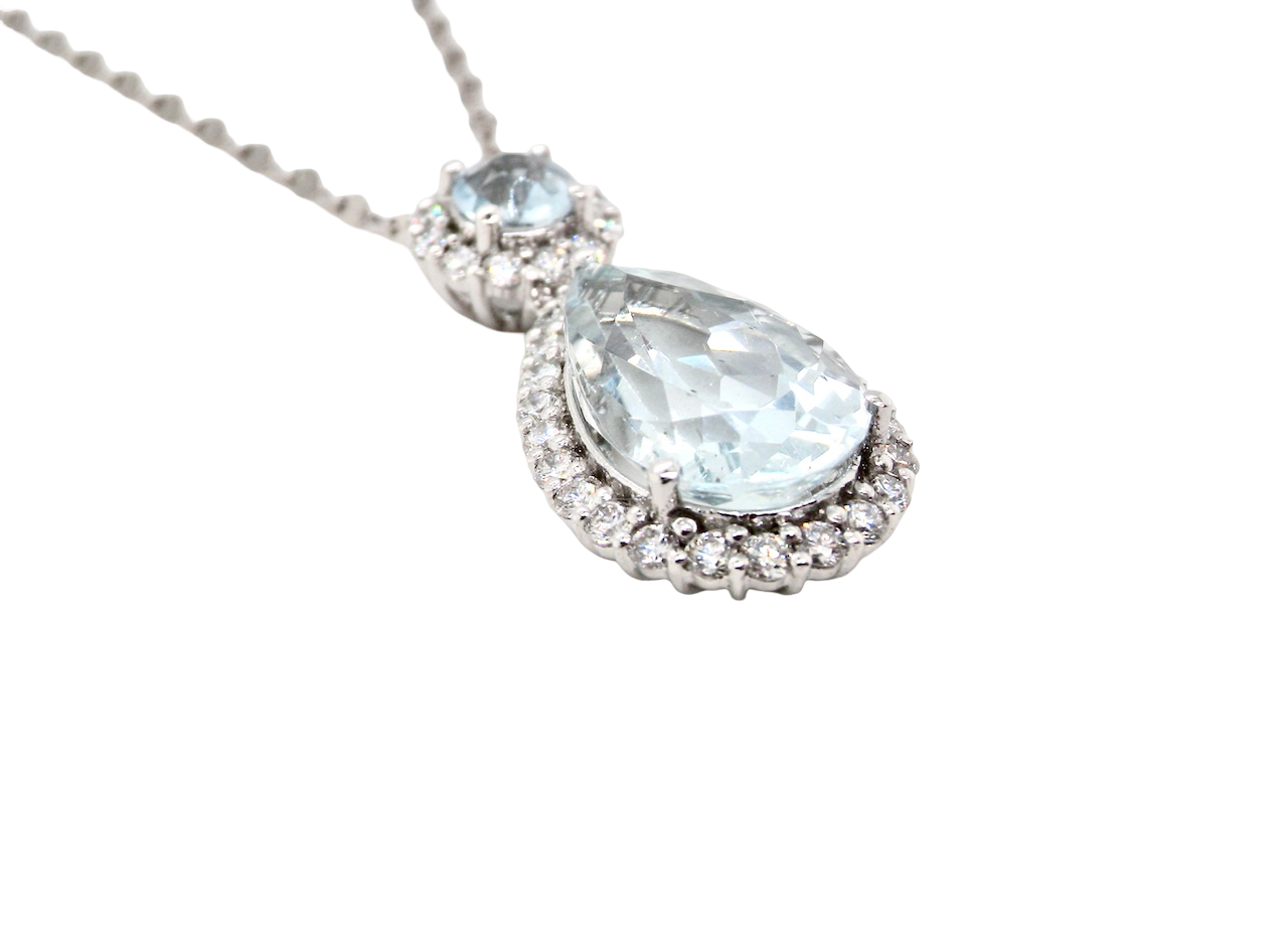 A fabulous Aquamarine and Diamond pendant