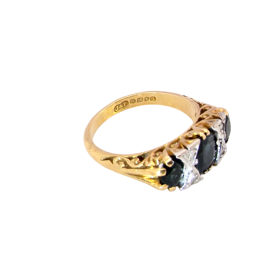 side A faithful reproduction of a Victorian design. This ring from the early 1970s has copied the original boat shaped style from that period. 