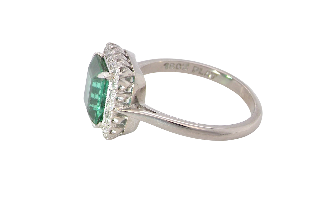 side A fine Green Tourmaline and Diamond ring