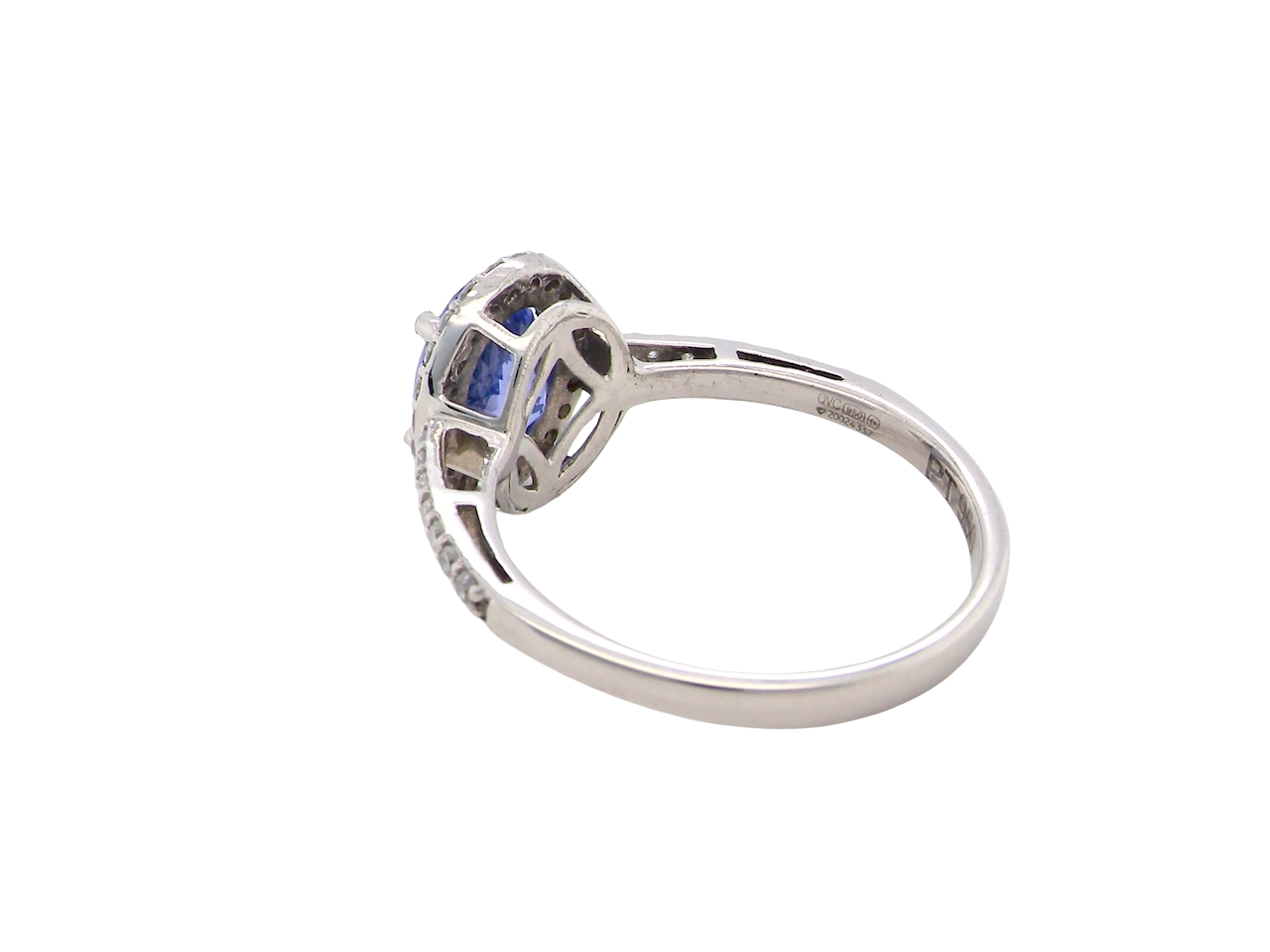 side A fine platinum cluster ring showcasing a vibrant AAA tanzanite