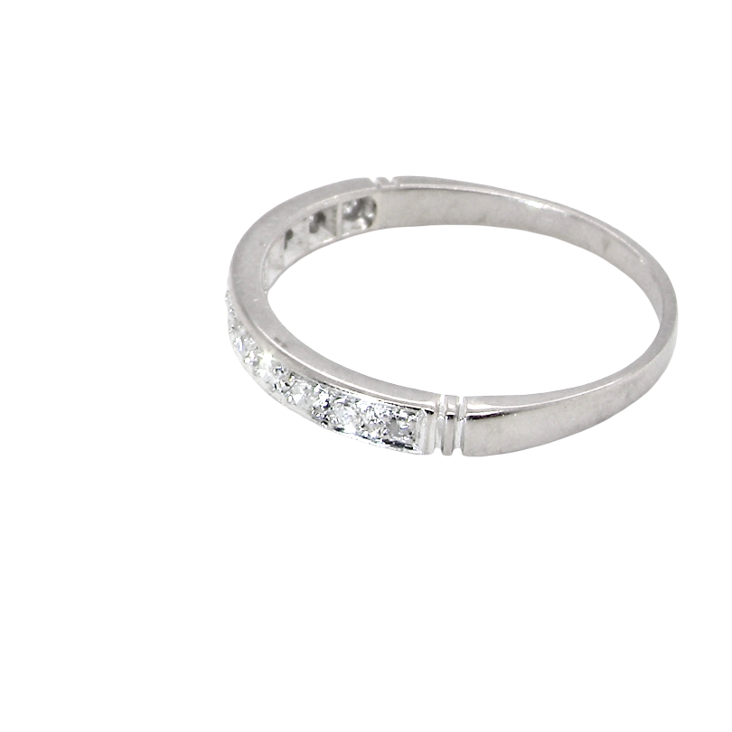 side A half hoop eternity ring. Set with eleven small white diamonds, brilliant cut 2mm each (total est 0.33 carats) colour i-k, clarity Si.