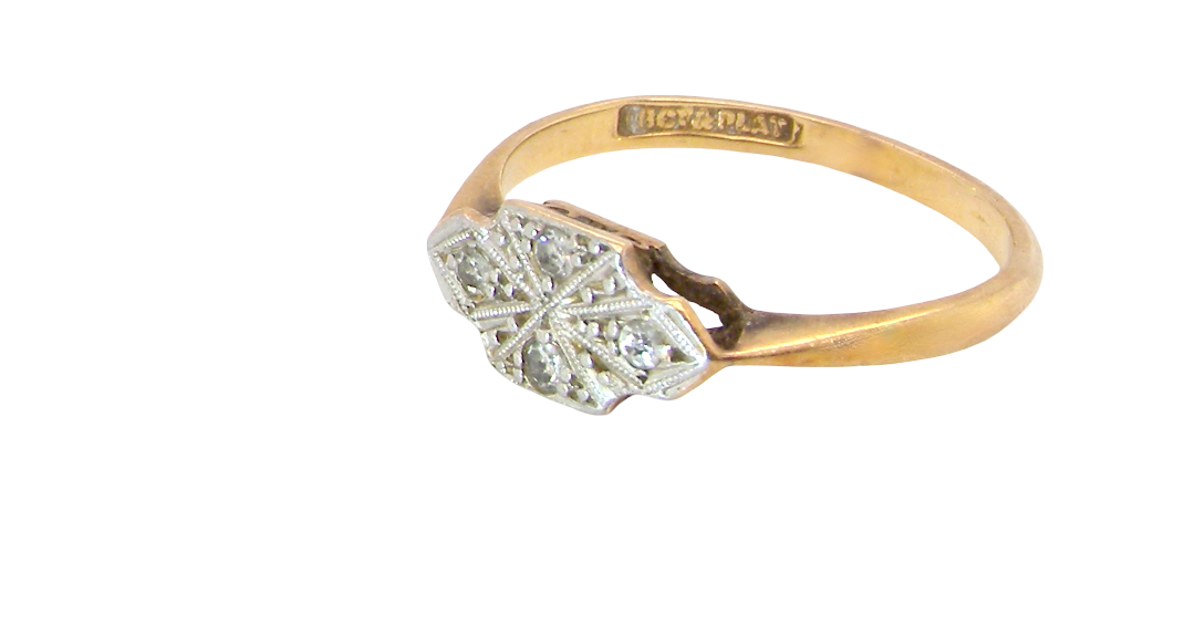 side A pretty early 20th century Diamond ring, in its original box