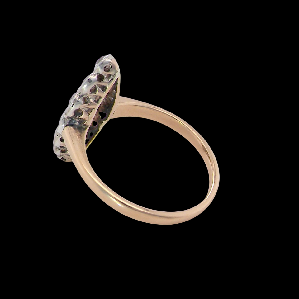 An Antique Marquise shaped Diamond Cluster Ring
