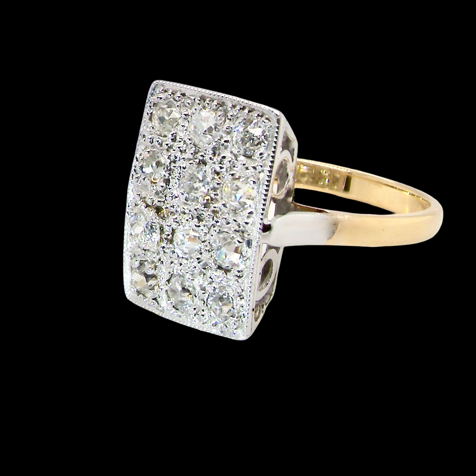 An Art Deco Diamond panel ring