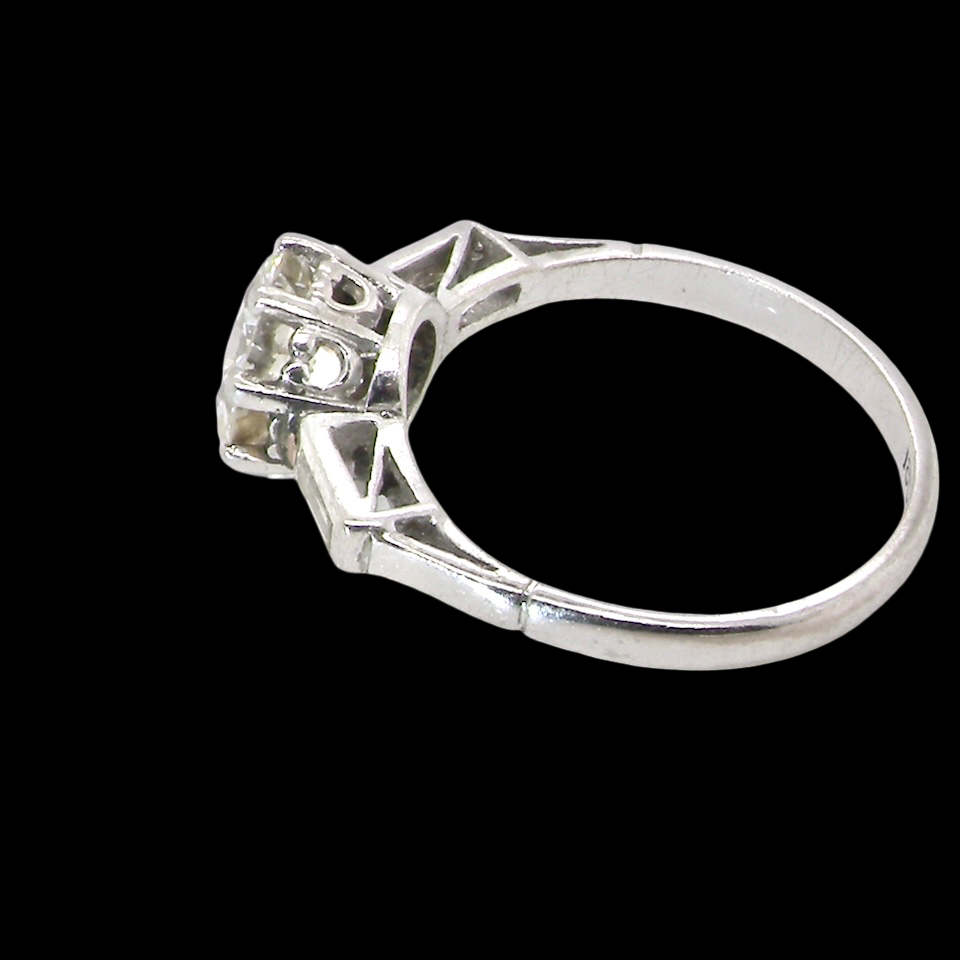 side An Art Deco solitaire ring showcasing a beautiful 1.75 carat diamond