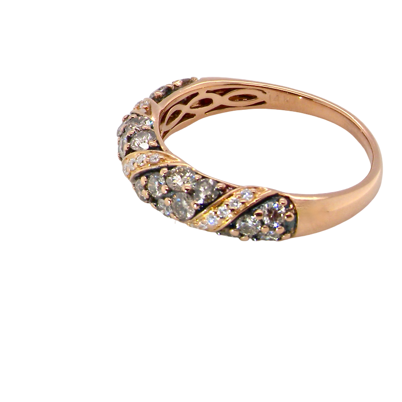side From the Le Vian Collection a delightful 14 carat rose gold half hoop ring. 