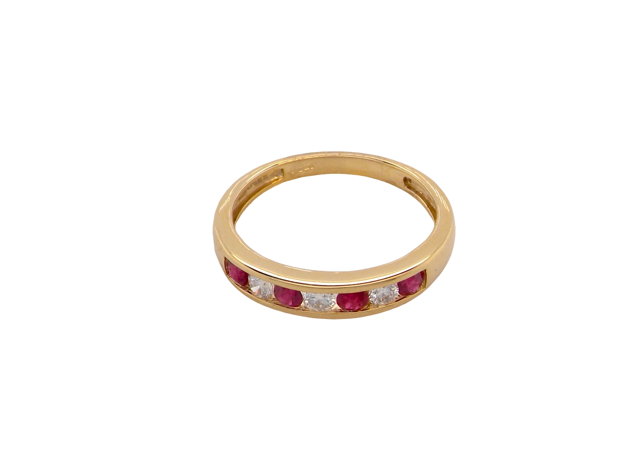 A channel set Ruby and Diamond ring