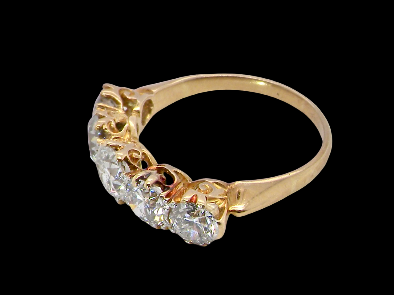 top A fabulous five stone diamond ring. Late Victorian,