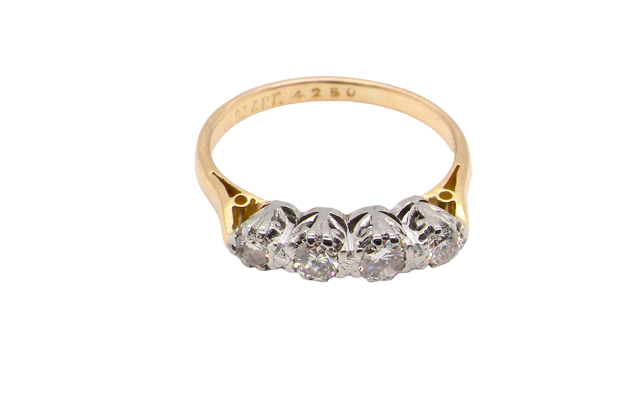 top An early 20th century ring set with diamonds.