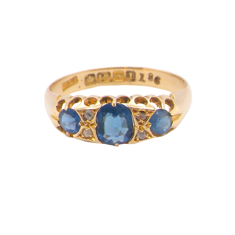 top view A boat shaped ring, hallmarked in the UK, 1910 (Edward VIII last year as King)
