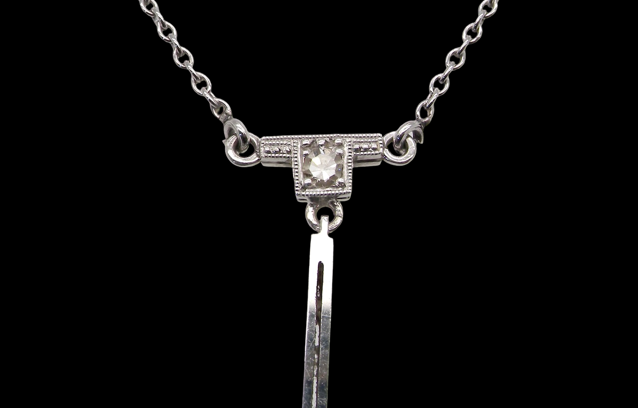 top view beautiful original Art Deco Diamond pendant