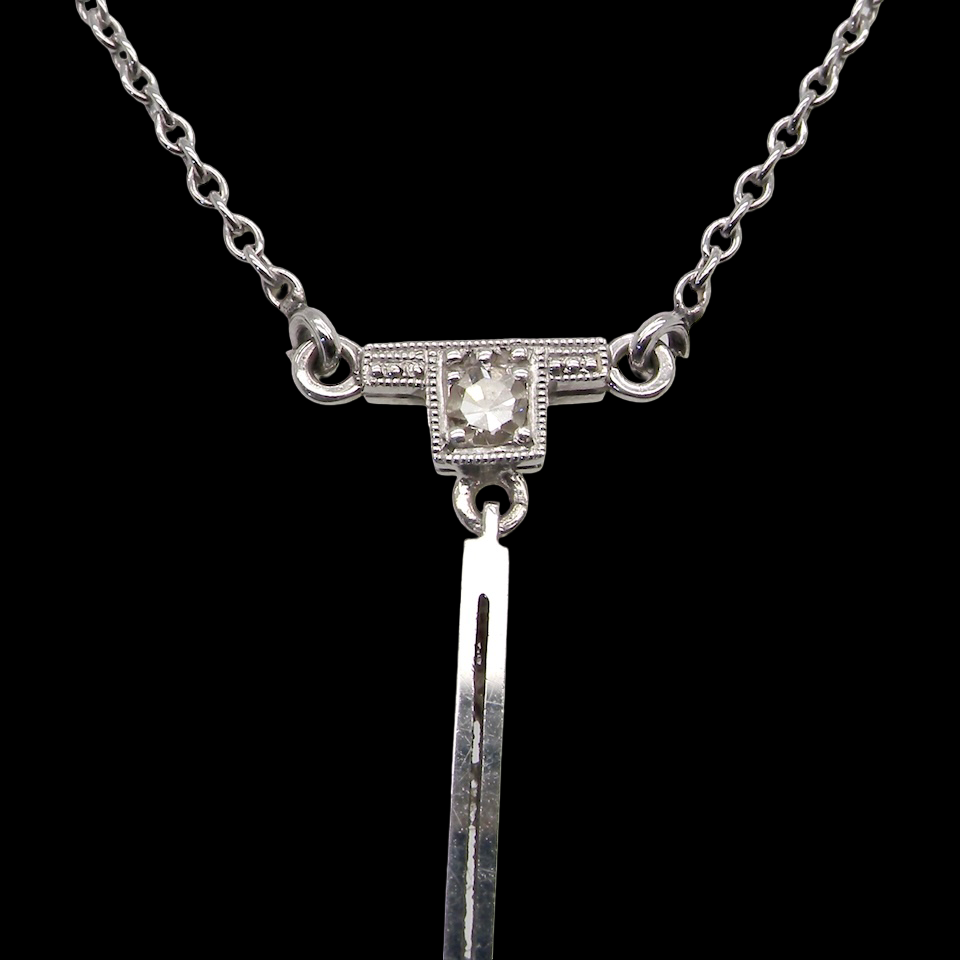 top view beautiful original Art Deco Diamond pendant