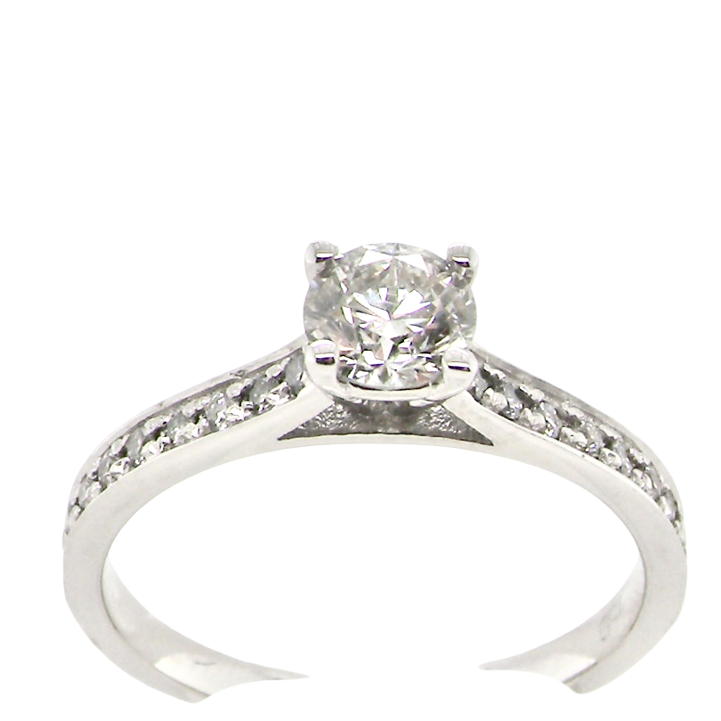 under view An elegant and timeless 18 carat white gold diamond solitaire ring,